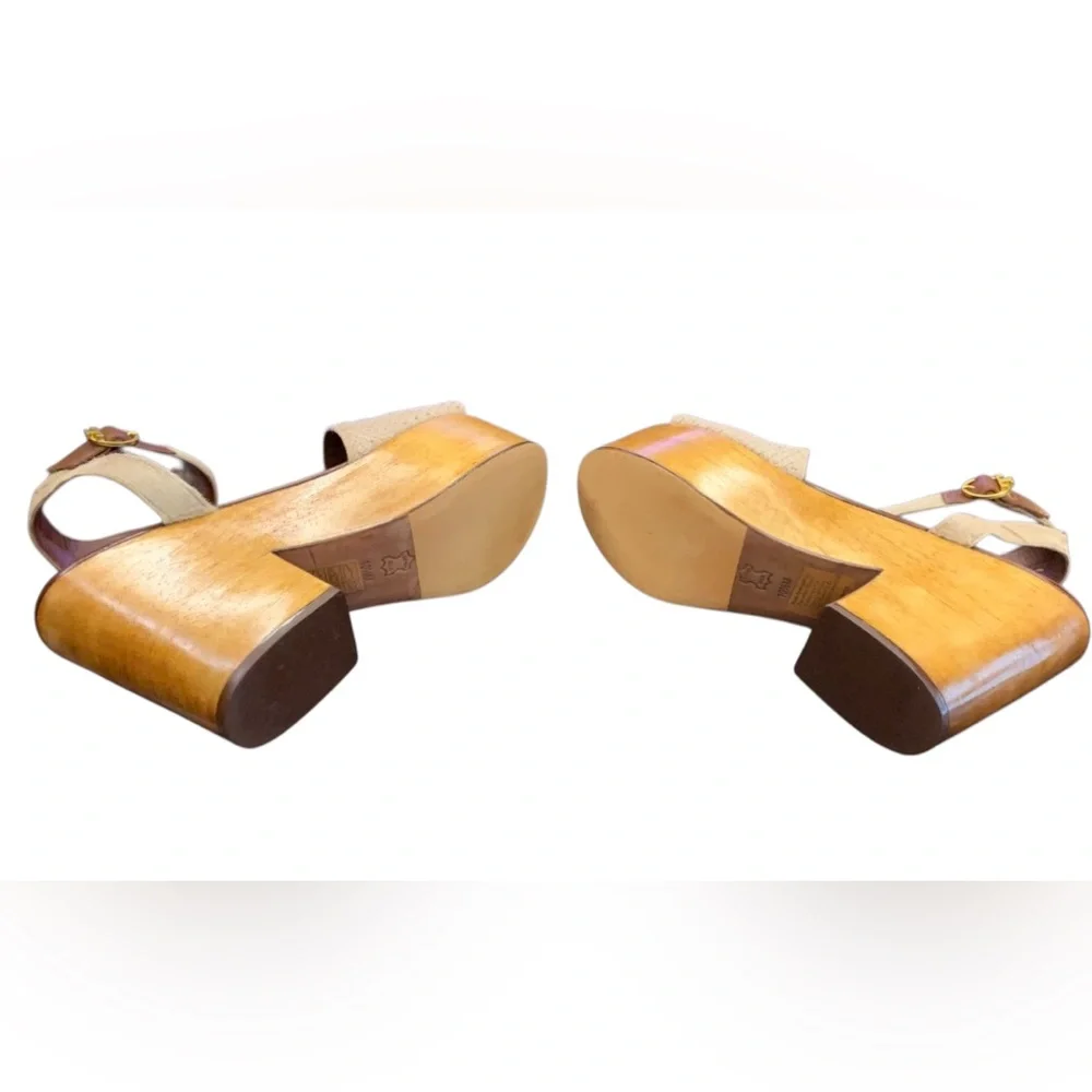 Tory Burch Beige and Brown Platform Sandals